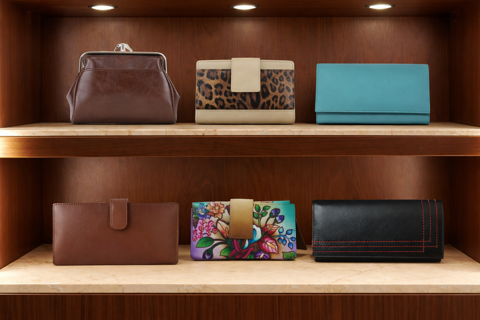 Wholesale ladies clutch bags in Germany displayed in a modern boutique setting