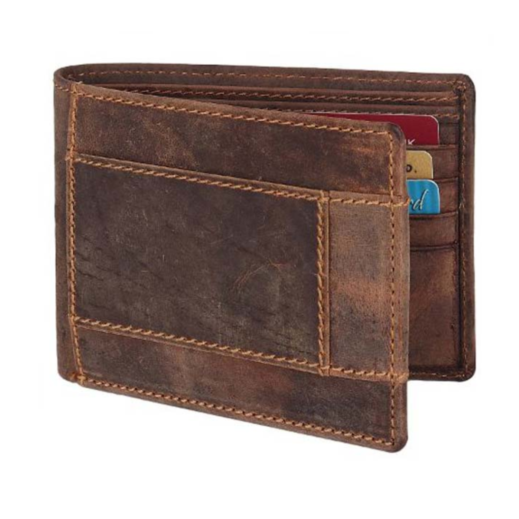 Leather wallets for men in Germany displayed