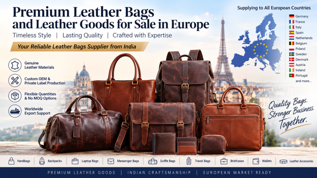 Premium Leather Bags and Leather Goods for Sale in Europe: Source Directly from India